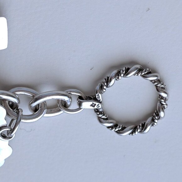 Joan Slifka Sterling 925 Heart Angel Cross Love Luck Charm Two Sided Bracelet - Picture 11 of 14